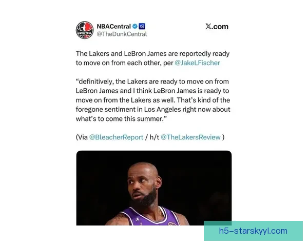 湖人前老板疏远詹姆斯批其自负不负责任